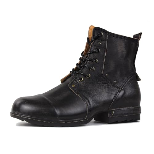 Men's Vintage Brown Retro Chukka Boots Lace-up Motorcycle Casual Leather Dress Ankle Boot for Men Fashion CD-6015-6-Vintage-R