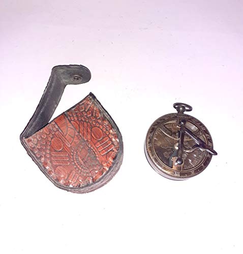Brújula de bolsillo antigua de latón grabada miniatura 7