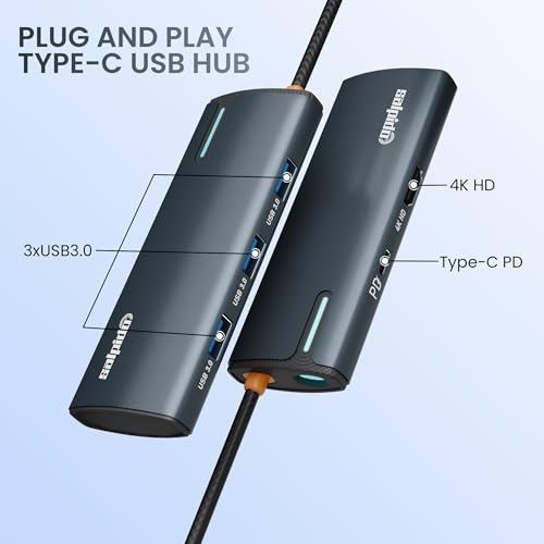 Image of SAL-DS-15H 5-in-1 Type-C USB Hub Adapter with USB 3.0x3, 4K HDMI Output, 100W PD Charging, 5Gbps Data Transfer, LED Indicator, Aluminium Alloy Build, Plug & Play for Laptops /Tablets