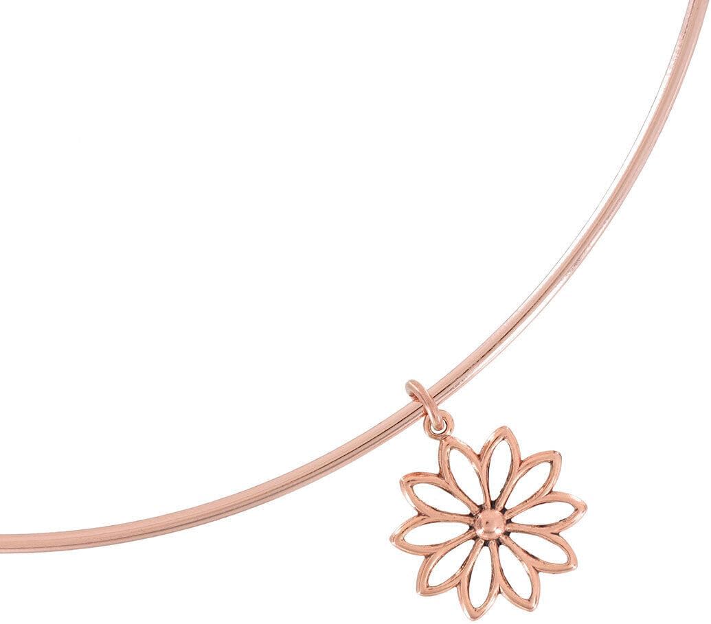 Daisy Flower Rose Gold Tone Pendant 16mm Collar Necklace 15" Adorable Statement Chunky Necklace for Women