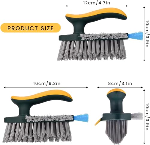 Image of KBZONE Tile Grout Cleaner Brush, 4 in 1 with Squeegee, Multifunctional V-Shape Gap Scrub Brush Crevice for Floor, Corner, Window, Sink, Plastic, Green