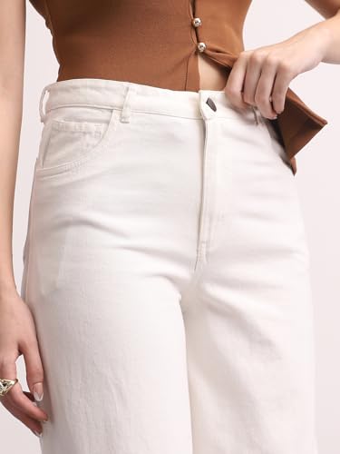 Image of Urbano Fashion Women's High Rise Loose Baggy Fit Washed Jeans Non-Stretchable