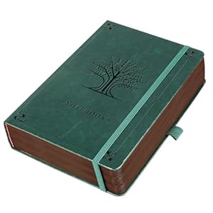 Journal, Notebook, 320 Pages A5 Hardcover Leather Journals for Writing,Travel,Business,Work, Women Men, 100Gsm, Numbered Notebook, Thick Leather Journals, Tree Design, Premium Green, Lined Paper