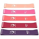 Slim Panda Resistance Bands, Set of 5 Skin-Friendly Resistance Loop Exercise Bands with 5 Strengths for Physical Therapy, Yoga, Pilates, Strength Training, Home Fitness & Gym - Carrying Case Included
