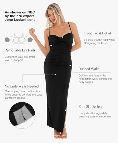Popilush Women's Shapewear Maxi Dress Corset Ruched Bodycon Elegant Formal Cocktail Evening Dresses3