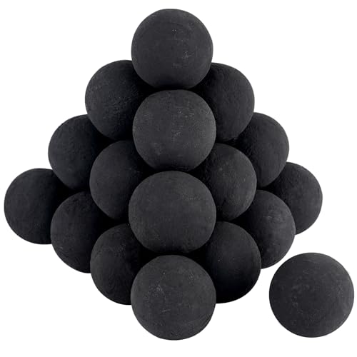 Skyflame 2-Inch Ceramic Fireplace Balls 25PCS Round Fire Pit Balls for Indoor and Outdoor Fire Bowl Fireplace DIY Accessory Black