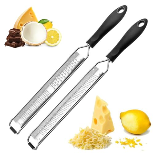 La Mejor Lista de Ralladores de limón Top 5. 48 Rallador De Queso, 2 Piezas, Rallador De Limon Y Queso, Acero Inoxidable Y Plastico, 40.5 X 3.6 Cm, Ideal Para Cocinas, Pastelerías y Cócteles, Es Una Herramienta Imprescindible...