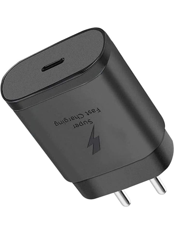 Image of Orignal 25W USB Type-C Super Fast Charger Compatible for Samsung S23 Ultra, S23, S22 Ultra, S22, S21 FE, S20 FE 5G, M14 5G,M34 5G,M53 5G,M54- Black (Only Adapter)(CXZ15)