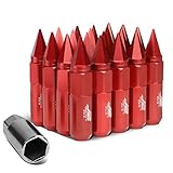 J2 Engineering LN-T7-017-125-RD 20Pcs M12 x 1.25 7075-T6 Aluminum 90mm Spiked End Lug Nut w/Socket...