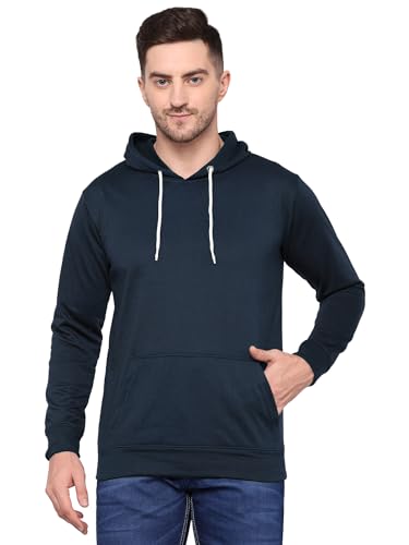 Image of TQH Men's Cotton Blend Fleece Solid Hooded Neck Sweatshirt