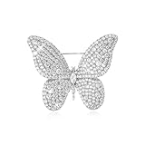 XUN Zhe Rhinestone Butterfly Brooch Pin Animal Insect Butterfly Lapel Pin Crystal Butterfly Suit Pin Sparkly Jewelry for Women Girls Birthday Gifts (Silver)