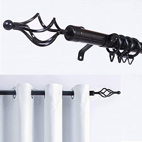 Curtain Rod Set with Spiral Shape, Black Window Curtain Pole with Brackets Fittings Set for Eyelet Curtains 20-43 inch