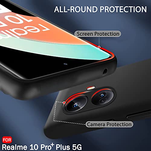 Image of TheGiftKart Sleek Back Cover Case for Realme 10 Pro Plus 5G | Slim Fit Protective Design | Ultra Matte Finish | Camera Protection Bump | Soft Silicon Back Case for Realme 10 Pro Plus 5G (TPU | Black)