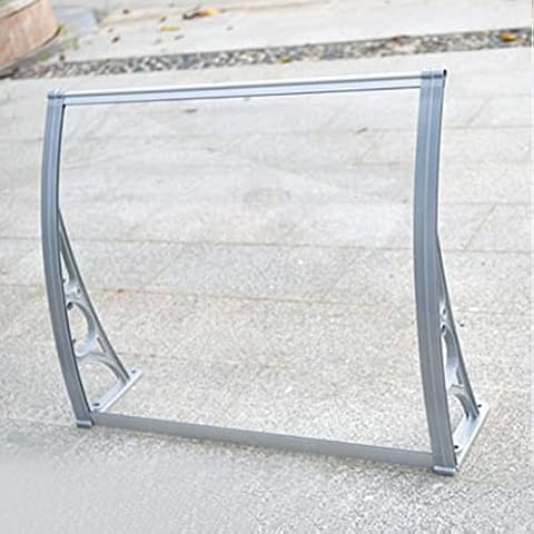 Outdoor Awning Front Door Canopy Polycarbonate Window Awning,Snow and Uv Protection Porch Awning Rain Shelter Cover,Arched Clear Canopy/Silver Grey Aluminum Brackets (60x90cm/24"x35") Cover