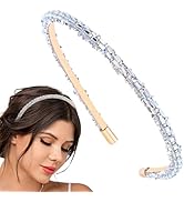 Flayem Rainbow Rhinestone Headband Wedding Hair Hoop Narrow Crystal Headband Party Holiday Daily ...