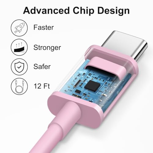 Image of iPhone 17 16 15 Charger Fast Charging 12FT - 20W USB C Charger Block | with 12FT Type C to C Cable Compatible with iPhone 17 /17 Pro /17 Pro Max /Air /16 /16e /15, iPad Pro, iPad Air (Pink)