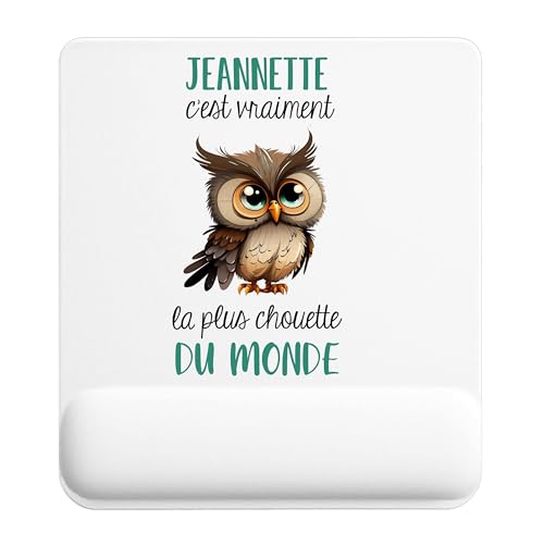 Planetee Tapis de Souris Jeannette la Plus Chouette | Accessoire Bureau Ergonomique - Idéal pour Anniversaire, Collègue, Secret Santa Noël, Fête des Pères et Fête des Mères