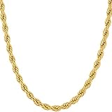 XYNSNDB Collar de Cadena de Oro para Mujeres y Hombres Cuerda de 7 mm Joyería con Corte de Diamante Cierre de Langosta sólido con tecnología PVD de 24,28 Pulgadas. Diseñador de Estados Unidos