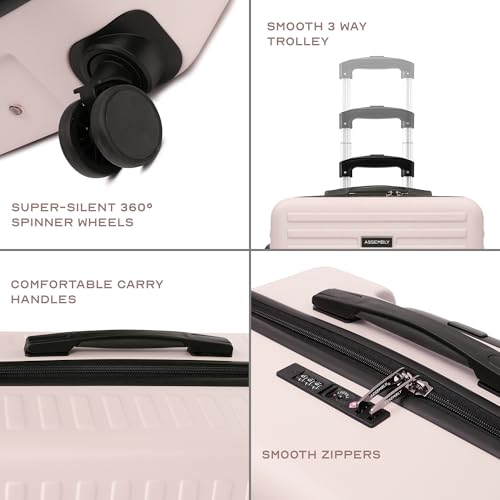 Image of Assembly Large Check-in Suitcase with 3 Packing Cubes & TSA Lock, Durable Polycarbonate Hard Shell Luggage for Adventure Travel, Ivory, 28-Inch