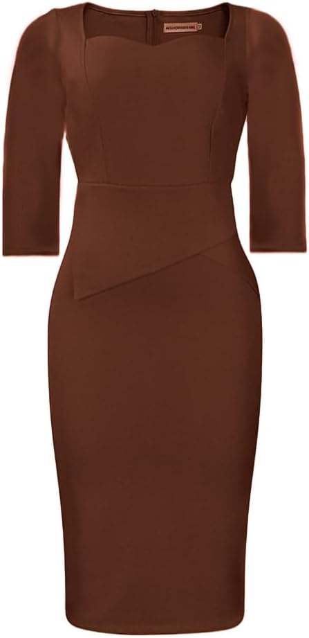 Bodycon Pencil Dress for Women Elegance Church Dresses Midi Teacher Office Modest Business Wear to Work Suiting Outfits - Image 3