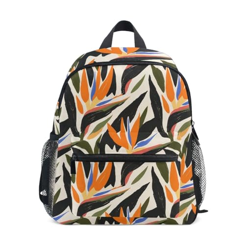 Stylish Strelitzia Pattern Toddler Girls Boys Backpack Kids School Bookbag with Name Tag