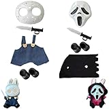 Halloween Clothes for Labubu, Halloween Scary Mask for 15-17cm Doll Accessories, Cute Halloween Costumes Set Included Mask, Outfit, Shoes, Knife