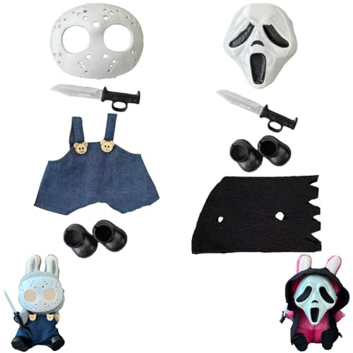 Halloween Clothes for Labubu Halloween Scary Mask for 15-17cm Doll Accessories Cute Halloween Costumes Set Included Mask Outfit Shoes Knife