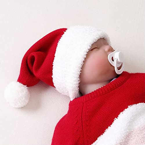 Doovid Baby Santa Hat Knit Christmas Hat Newborn Infant Boys Girls Winter Xmas Fluffy Beanie Christmas Hat 6-12 Months #TOP4