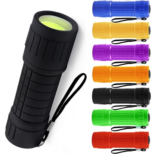 AXVRAV 8 Stück Mini LED Taschenlampe Kinder, kleine LED Taschenlampe Handlampe mit Lanyard und 42AAA Batterien, Silikonbeschichtung Handlampe für Camping Outdoor Wandern Kindergeburtstag Geschenke