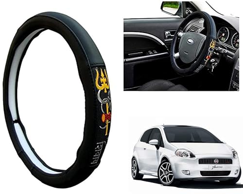 Image of Chromium Om Namah Shivay Car Steering Cover for Fiat Punto Pack of 1