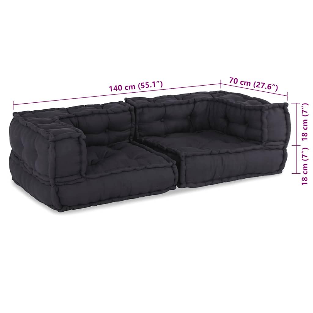 vidaXL Divano Modulare a 2 Posti Antracite 140x70x36 in Tessuto, Divano, Divano trasformabile, Divano in Tessuto, Divano modulare, Cuscino Pallet, Divano da Terra