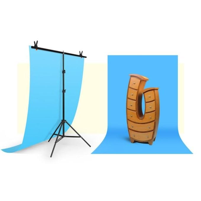 VK Vistook 6x9FT Wrinkle Free Decoration Backdrop Sky Blue Curtain T-Shaped Background Stand Adjustable Support Photo Studio with Croma Screen for Photography, Wedding, Parties, and Birthday
