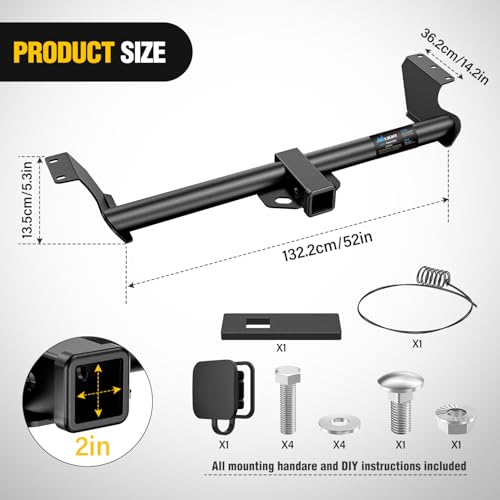 Image of Nilight Class 3 Trailer Hitch Fits 1999-2017 Honda Odyssey 2 inch Hitch Receiver Multi-Fit Hitch to Receive Ball Mount Cargo Carrier Bike Rack Tow Hook Black