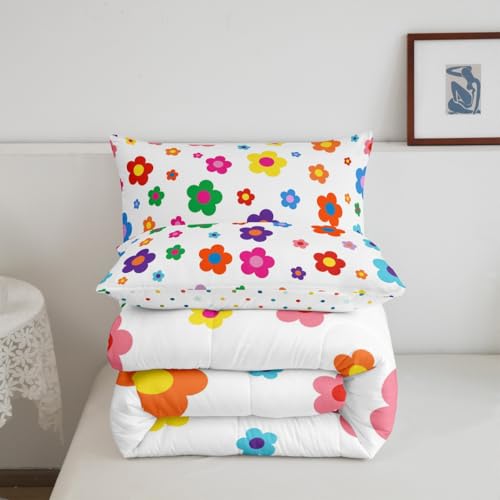 Image of Feelyou Flower Groovy Comforter Set Queen Size Kids Boys Girls Bedding