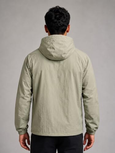 Image of CHKOKKO Windcheater Jacket For Men With Hood UPF 50+ UV Sun Protection | Lightweight Breathable Water-Repellent Windbreaker | Nylon Fabric Outdoor Running Biker Dailywear Jacket