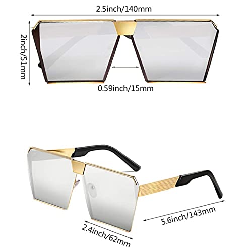 Neue 2026 übergroße Sonnenbrille Metallrahmen Frauen Spiegel Sonnenbrille Männer UV400 große Rahmenschirme