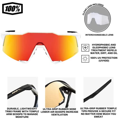 Image of 100% SPEEDCRAFT Sport Performance Cycling Sunglasses OFF WHITE - HiPER Red Multilayer Mirror