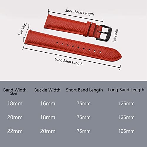 BISONSTRAP Watch Straps with Quick Release, Texture Leather Watchbands for Men Women, 18mm 20mm 22mm