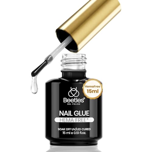 Beetles 15ml HEMA-Free Nail Glue Gel - TPO Free Super Strong Extension Glue for Nail Tips Clear Acrylic Nails Clear Press On Nails Gentle Large Capacity Salon Art DIY Home Need U V Light Cured