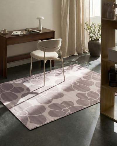 Tappeto Beige Tessuto 160 X 230 Cm Motivo Floreale Soggiorno Camera Da Letto Fondo Antiscivolo Per Riscaldamento A Pavimento - 2