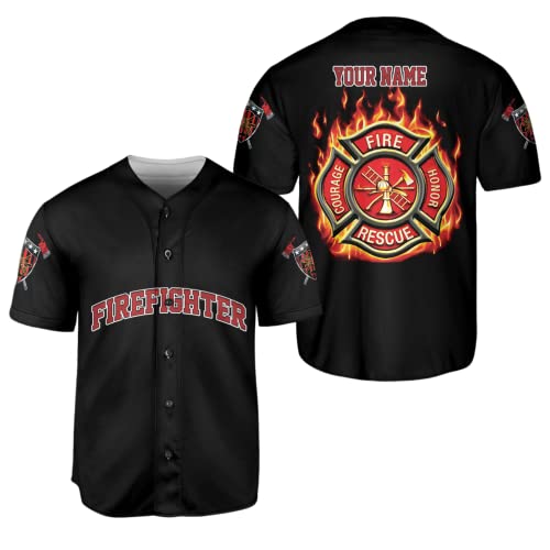 Personalized Firefighter Baseball Jersey, Custom Name Fire Man Firefighter Gift, Firefighter Gift Men Women 3D Shirt (Style 6)