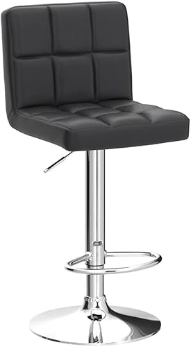 Miniatura 33 de Taburetes de bar de leopardo, moderno taburete giratorio ajustable de piel sintética con respaldo, juego de 2 (gris) Gris,Negro -,Caqui,Blanco,gris