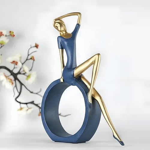 Image of NOSCOMP Reading & Dancing Girl Statuettes Set of 2 - Resin Figurines for Home Decor, Living Room, Study, Art Display - Sitting & Reading Posture - Modern Yoga Decoration, Unique Gift for Art Lovers