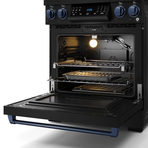 Image of Gordon Ramsay by THOR Kitchen 30 Inch Professional Gas Range with Tilt Panel Touch Control in Black /Navy Blue