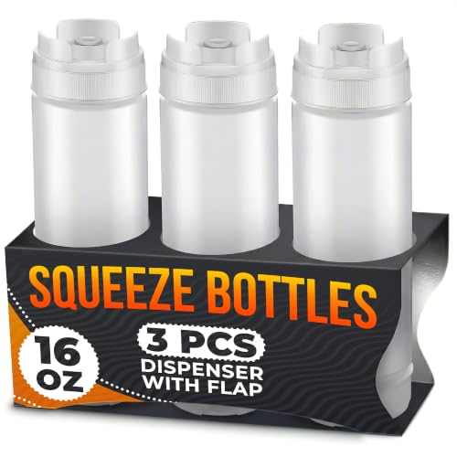 BURIUS Set of 3 Inverted Condiment Squeeze Bottles 16 oz