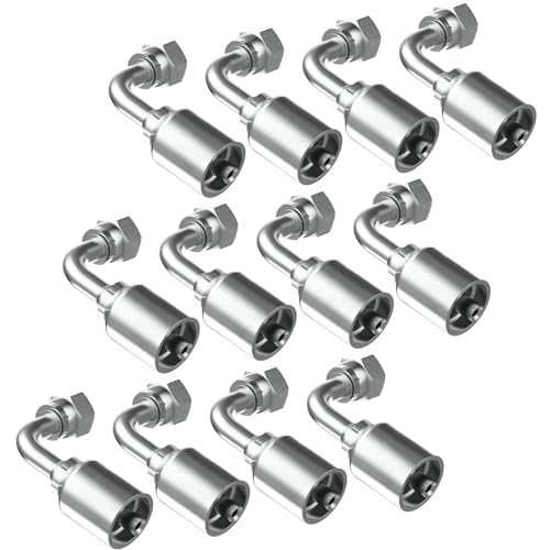 Image of 12PCS 1 /2 inch JIC 37 Female Hydraulic Hose Fittings 90 Elbow, Hydraulic Hose Crimp Fitting Ends for Air Hose Repair Kit