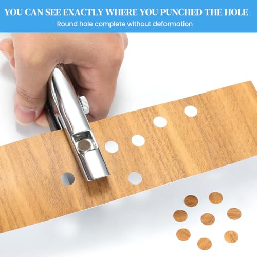 Image of Serplex Manual Hole Punch Kit Heavy Duty Spring Loaded Hole Punch, 10mm Hole Size, Maximum Thickness 1.2mm Punching Tool for Wooden Edge Bands, Plastic Sheets, Paper, with Drill & Drill Stop Collar