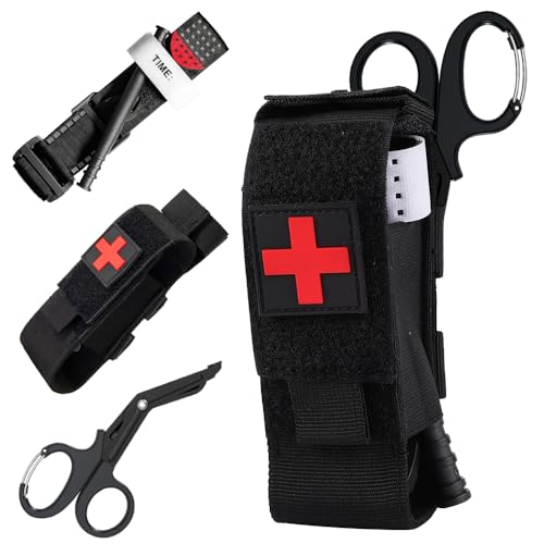 HIULLEN Tourniquet Titolare Tattico, Emergenza Emergenza Kit di pronto soccorso, Molle Bag TQ Borsa Militare Portatile di Primo Soccorso Attrezzature EMT Medico Forbici Borsa Borsa EMT