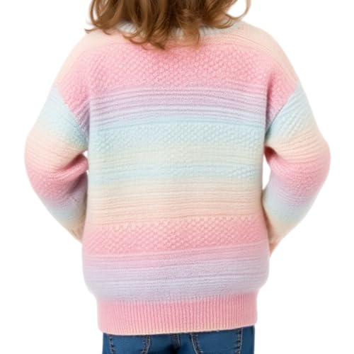 Kids Sweater Long Sleeved Knitted Top Rainbow Colored Knitted Buttoned Uniforms Cardigan Jacket Crew Neck Sweater Outerwear2