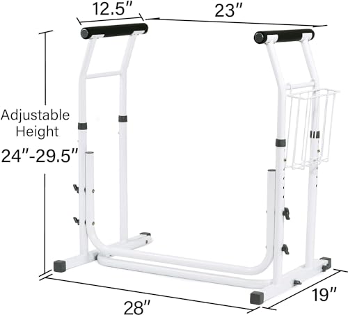 FSA/HSA Eligible, Vaunn Medical Bathroom Patented Height Adjustable Height Toilet Rail Grab Bar and Commode Safety Frame Handle - Thumbnail 3